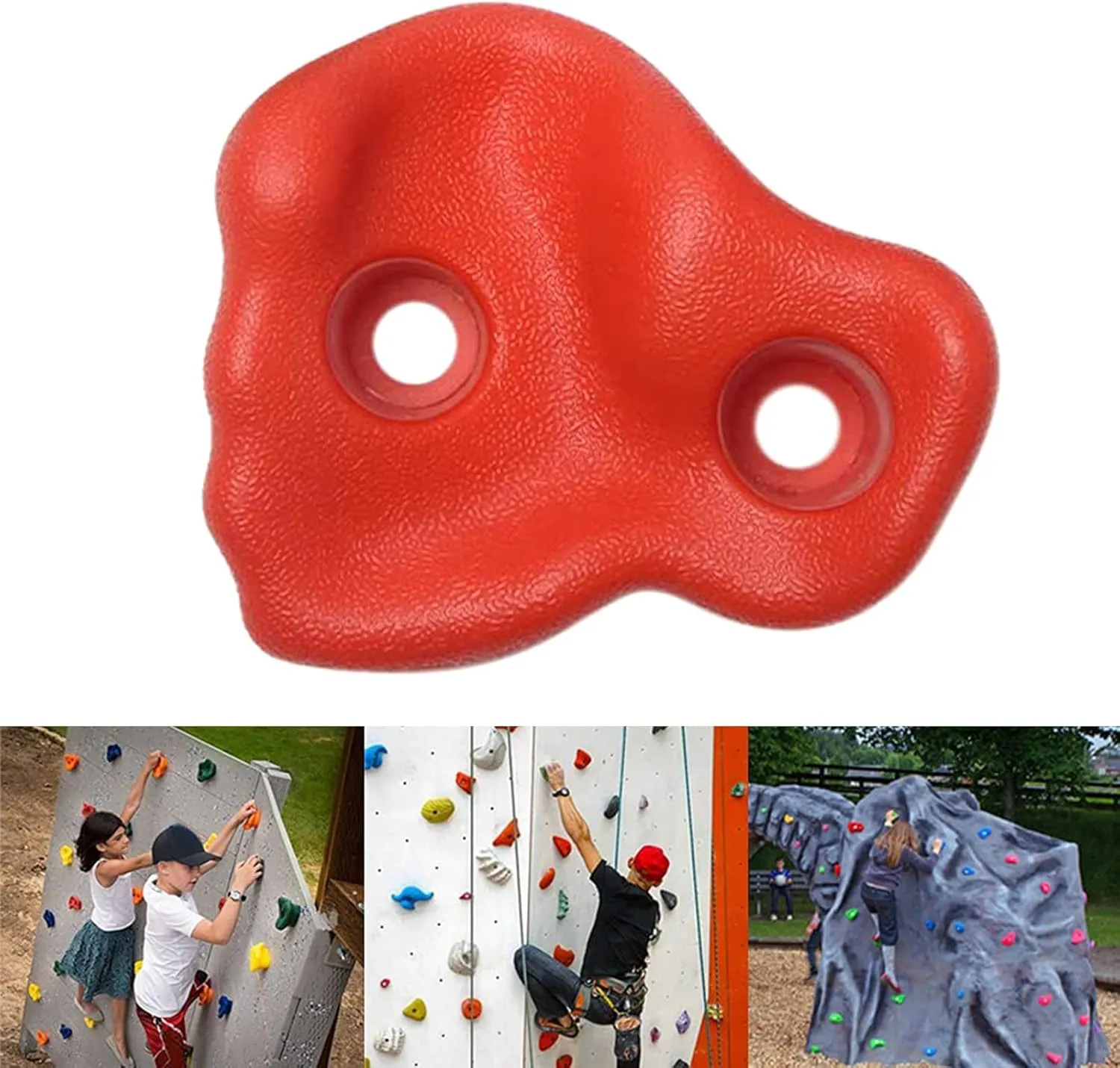 10PCS Rock Climbing Holds PE Ergonomic Comfortable Hand Feeling Climbing Rock Wall Grips for Indoor Outdoor Warrior Obstacle Course Training Playground Mounting Hardware