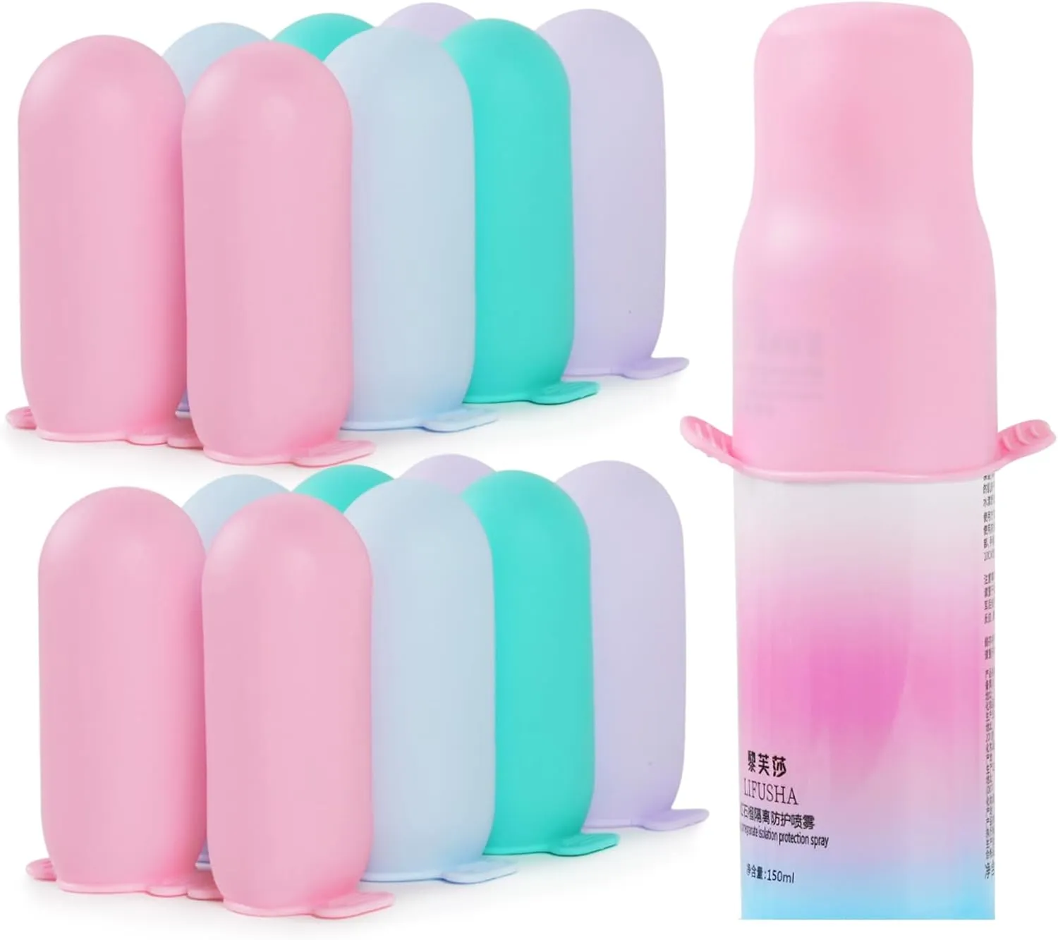 16 Pack Travel Essentials Silicone Bottle Covers,Accessories Luggage for Women Men,Travel Size Toiletries,Elastic Sleeves for Leak Proofing,Cruise Ship Essentials,Cruise Essentials 2024