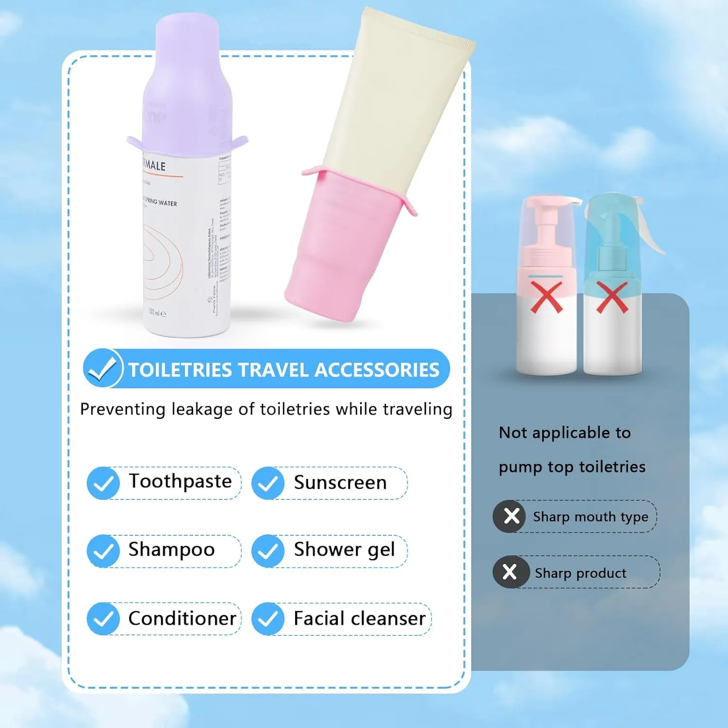 16 Pack Travel Essentials Silicone Bottle Covers,Accessories Luggage for Women Men,Travel Size Toiletries,Elastic Sleeves for Leak Proofing,Cruise Ship Essentials,Cruise Essentials 2024