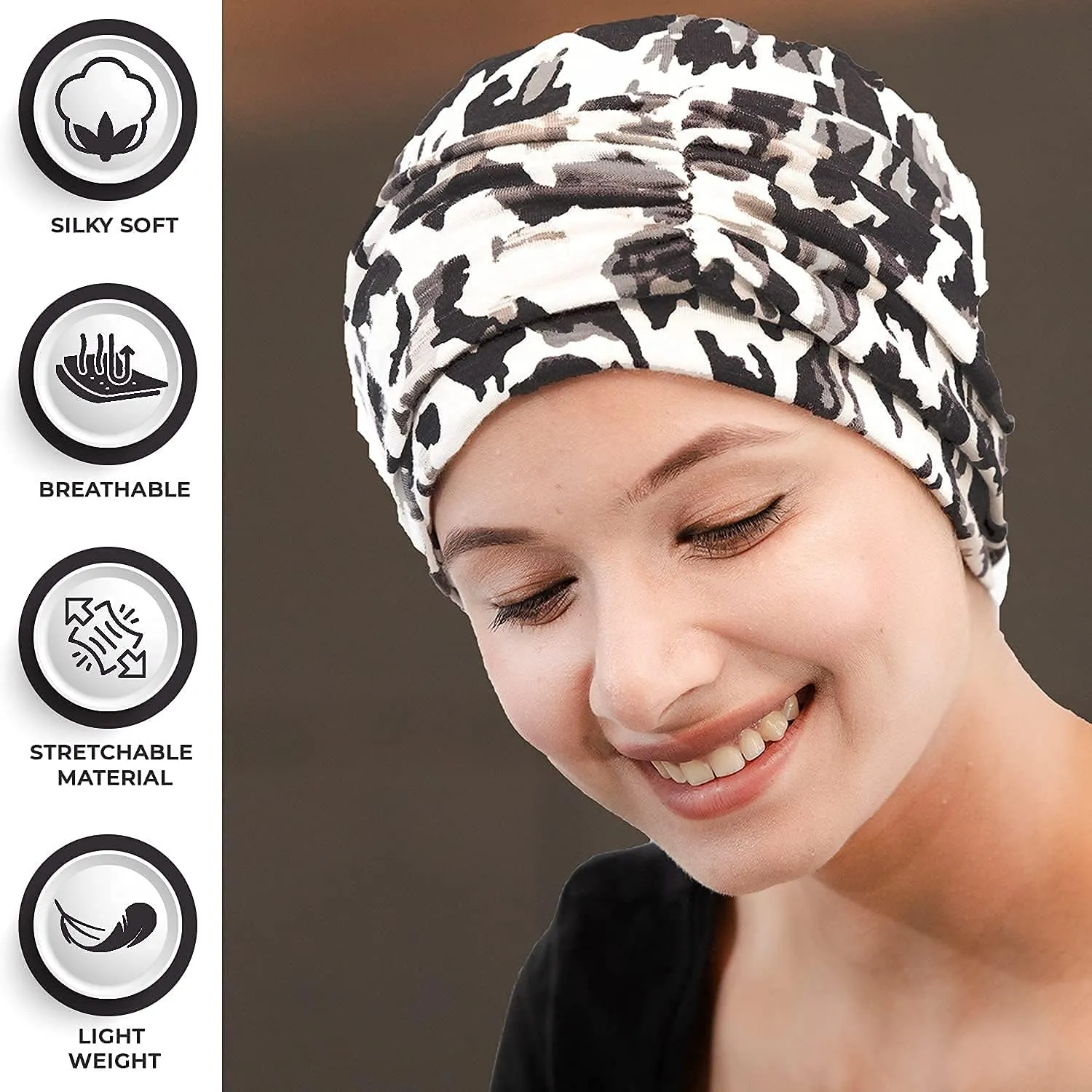 2 Piece Chemo Cap Cancer Headwear for Women Silky Soft Bamboo Caps for Hair Loss (2 Piece)
