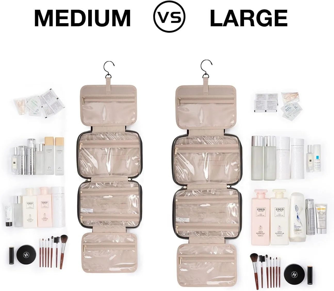 BAGSMART Toiletry Bag Travel Bag with hanging hook, Water-resistant Makeup Cosmetic Bag Travel Organizer for Accessories, Shampoo, Full Sized Container, Toiletries, Teal