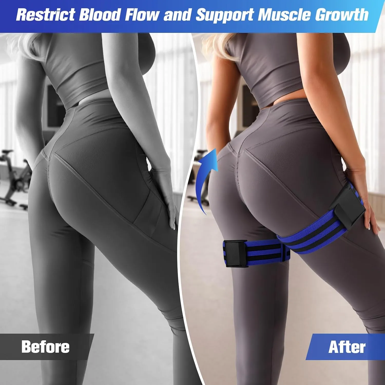 Booty Bands, Blood Flow Restriction Bands for Women/Men, Adjustable BFR Training Bands for Glutes & Hip Building, Occlusion Resistance Bands