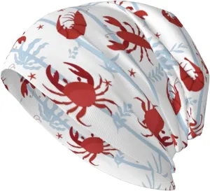Cartoon Red Lobsters Crab Beanie Knitted Skull Cap Chemo Caps Slouchy Hat Headwear for Cancer Patients Head Wraps Coverings for Men Women Gifts