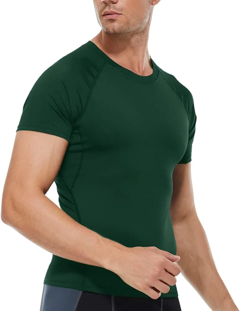 Compression Shirt Men Short Sleeve T-Shirt Cool Dry Top Baselayer Undershirts for Workout Gym Football Basketball