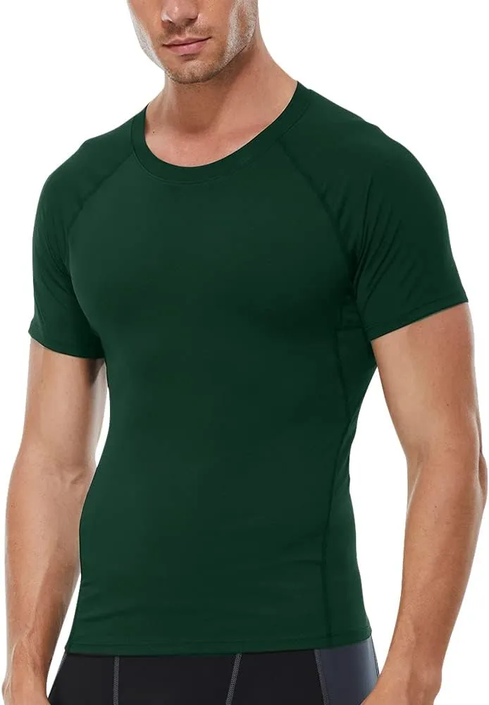 Compression Shirt Men Short Sleeve T-Shirt Cool Dry Top Baselayer Undershirts for Workout Gym Football Basketball
