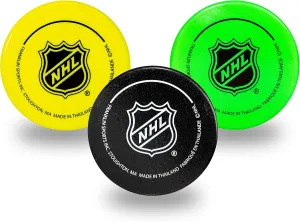 Franklin Sports Mini Foam Hockey Pucks - Indoor Knee Hockey Pucks for Kids - 3 Soft Foam Pack - Assorted Colors