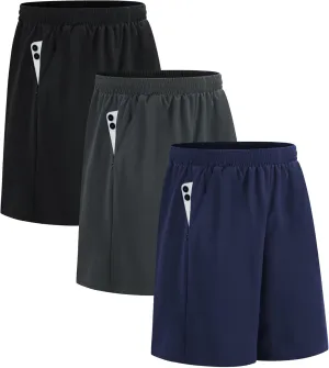 HQUEC Men's Athletic Shorts with Zipper Pockets 10" Lightweight Quick Dry Basketball Workout Shorts for Running Casual