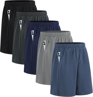 HQUEC Men's Athletic Shorts with Zipper Pockets 10" Lightweight Quick Dry Basketball Workout Shorts for Running Casual