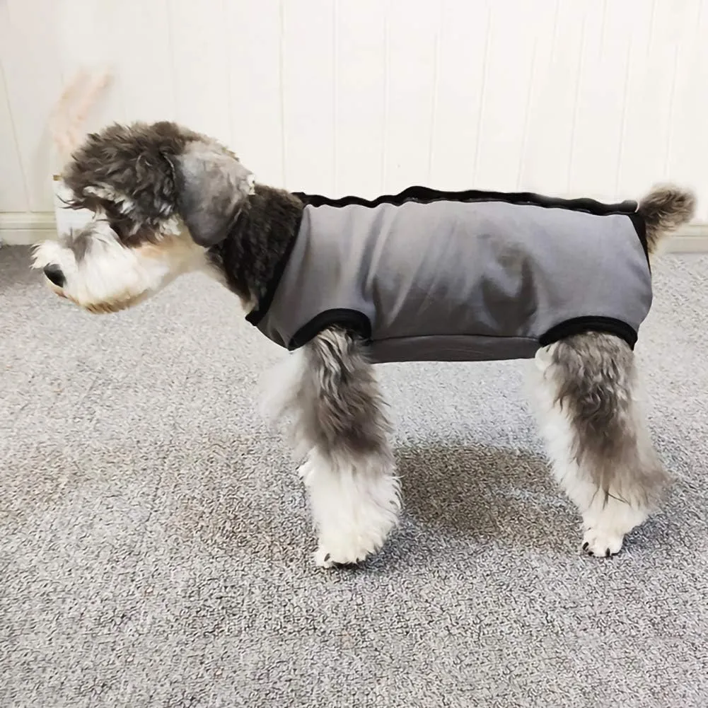 Kukaster Pet Dogs Recovery Suit Post Surgery Shirt for Puppy, Wound Protective Clothes for Little Animals(Grey-s)