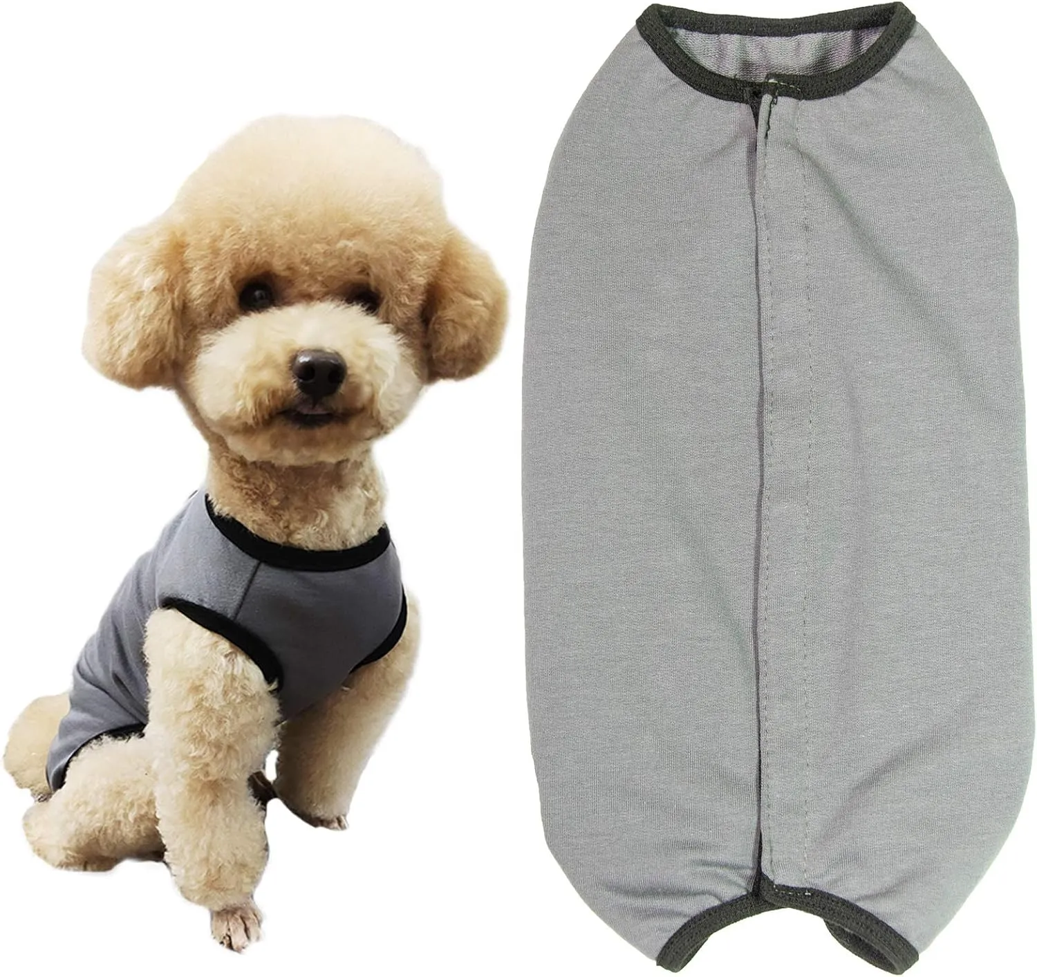 Kukaster Pet Dogs Recovery Suit Post Surgery Shirt for Puppy, Wound Protective Clothes for Little Animals(Grey-s)