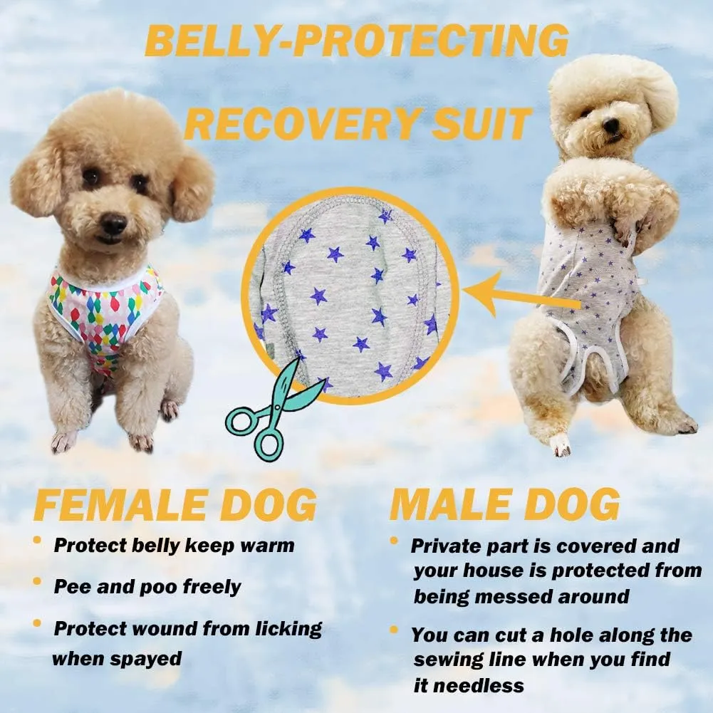 Kukaster Pet Dogs Recovery Suit Post Surgery Shirt for Puppy, Wound Protective Clothes for Little Animals(Grey-s)