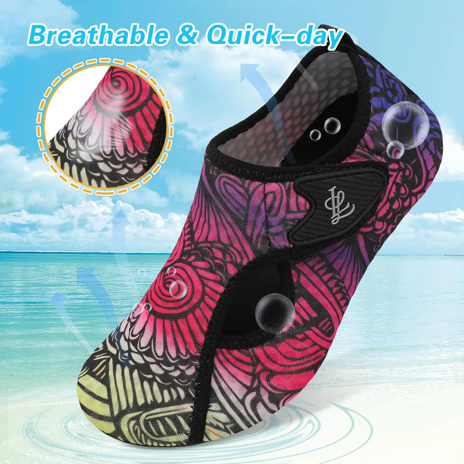 LeIsfIt Water Shoes for Women Men Wide Swim Beach Barefoot Shoes Quick Dry Aqua Socks for Pool Diving Boating River Yoga Lake Surf