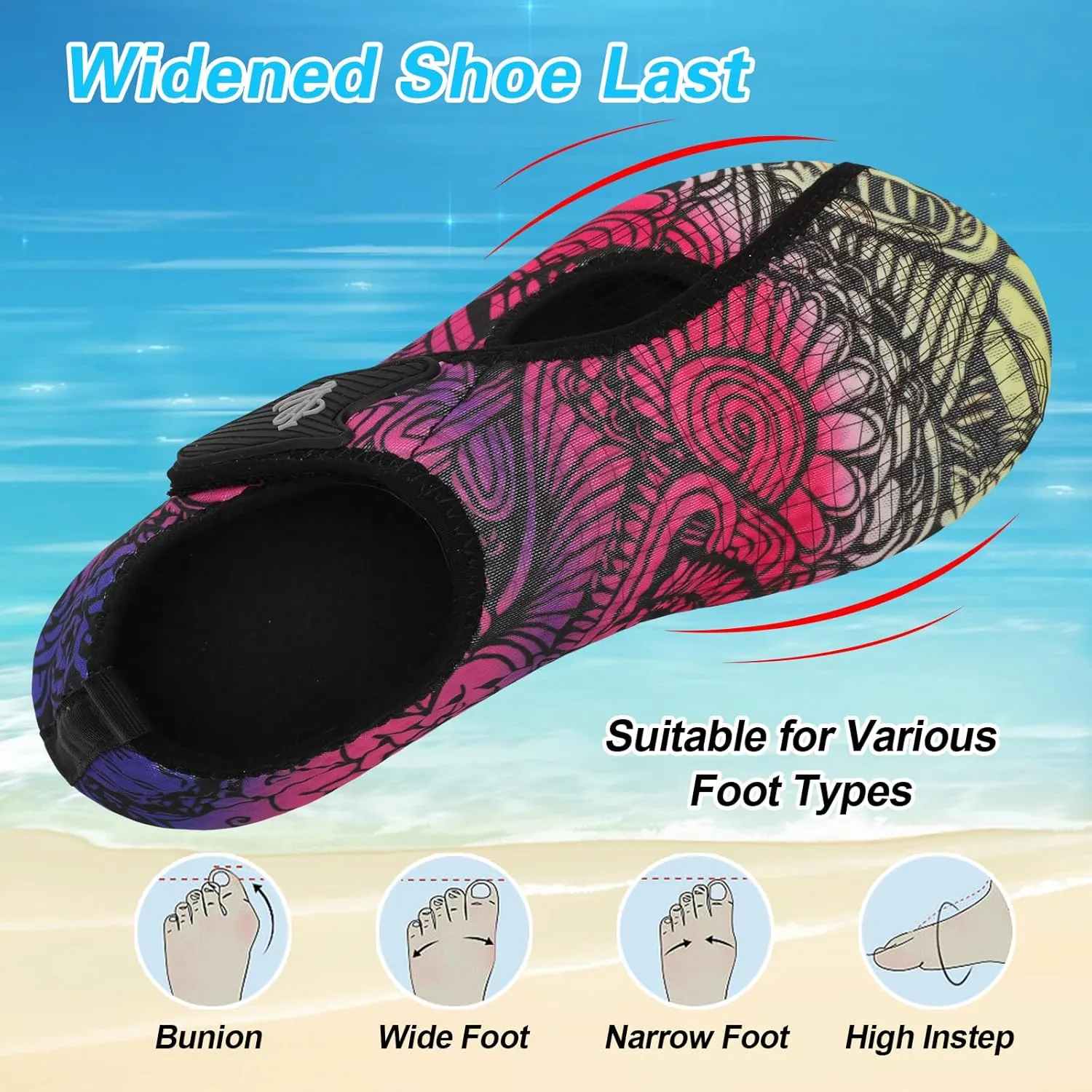 LeIsfIt Water Shoes for Women Men Wide Swim Beach Barefoot Shoes Quick Dry Aqua Socks for Pool Diving Boating River Yoga Lake Surf