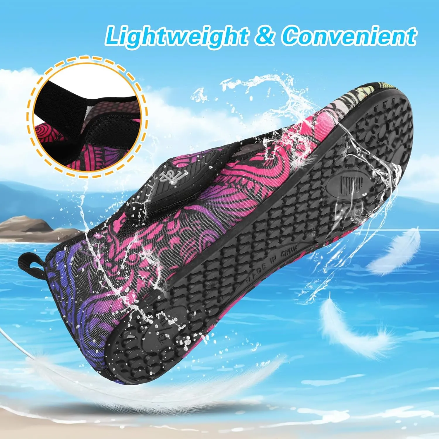 LeIsfIt Water Shoes for Women Men Wide Swim Beach Barefoot Shoes Quick Dry Aqua Socks for Pool Diving Boating River Yoga Lake Surf