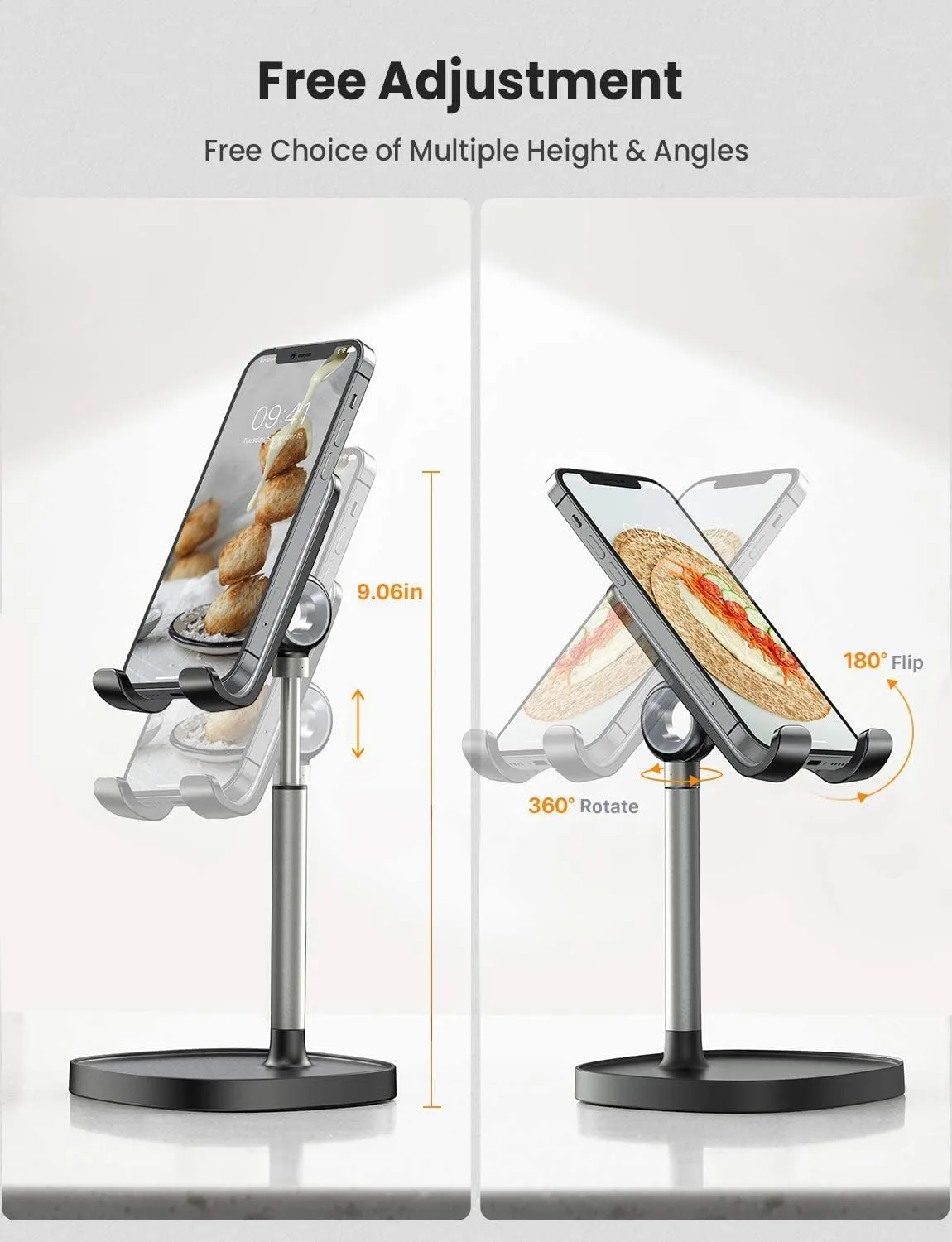 LISEN Cell Phone Stand Adjustable for iPhone Phone Holder for Desk, Office Desk Accessories Computer PC for iPhone Stand Gaming Essentials Fit Otterbox Case Phones Switch Kindle iPad Air Tablet 4-10in
