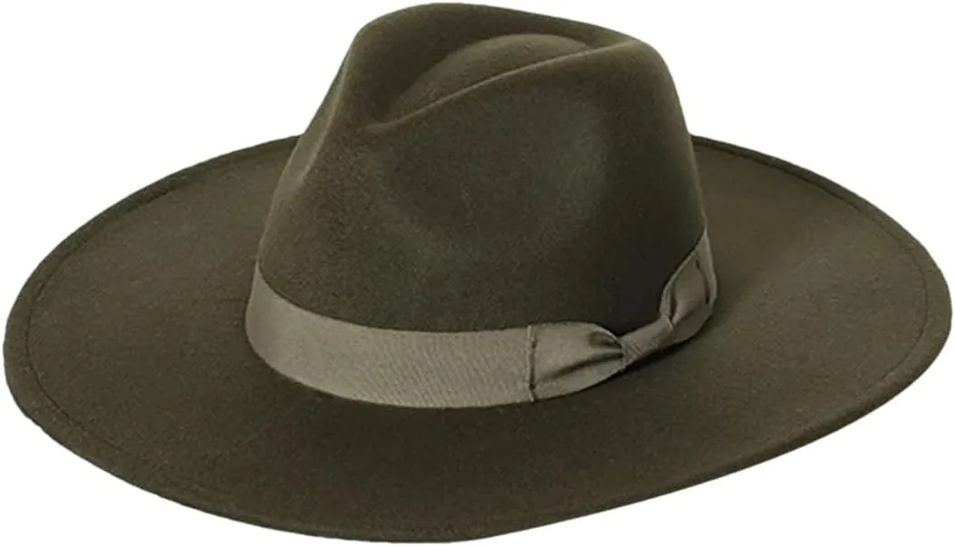 Men's Soft Fedora Hat Jazz Hat Bow Top Hat Panama Cap Large Brim Jazz Fedoras Hat 12 56-58cm