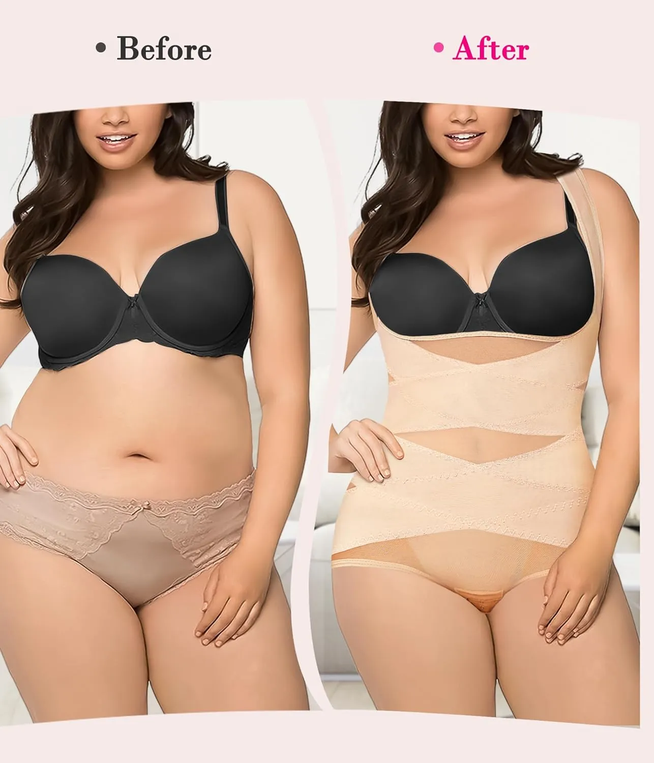 Nebility Thong Shapewear Bodysuit for Women Tummy Control Body Shaper Faja Seamless Waist Trainer Corset Stomach Girdles