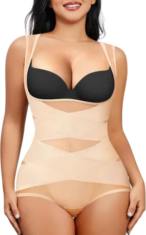 Nebility Thong Shapewear Bodysuit for Women Tummy Control Body Shaper Faja Seamless Waist Trainer Corset Stomach Girdles