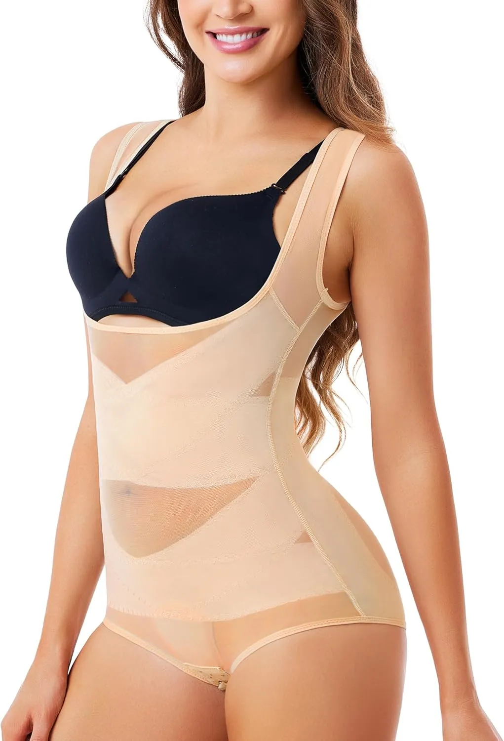 Nebility Thong Shapewear Bodysuit for Women Tummy Control Body Shaper Faja Seamless Waist Trainer Corset Stomach Girdles
