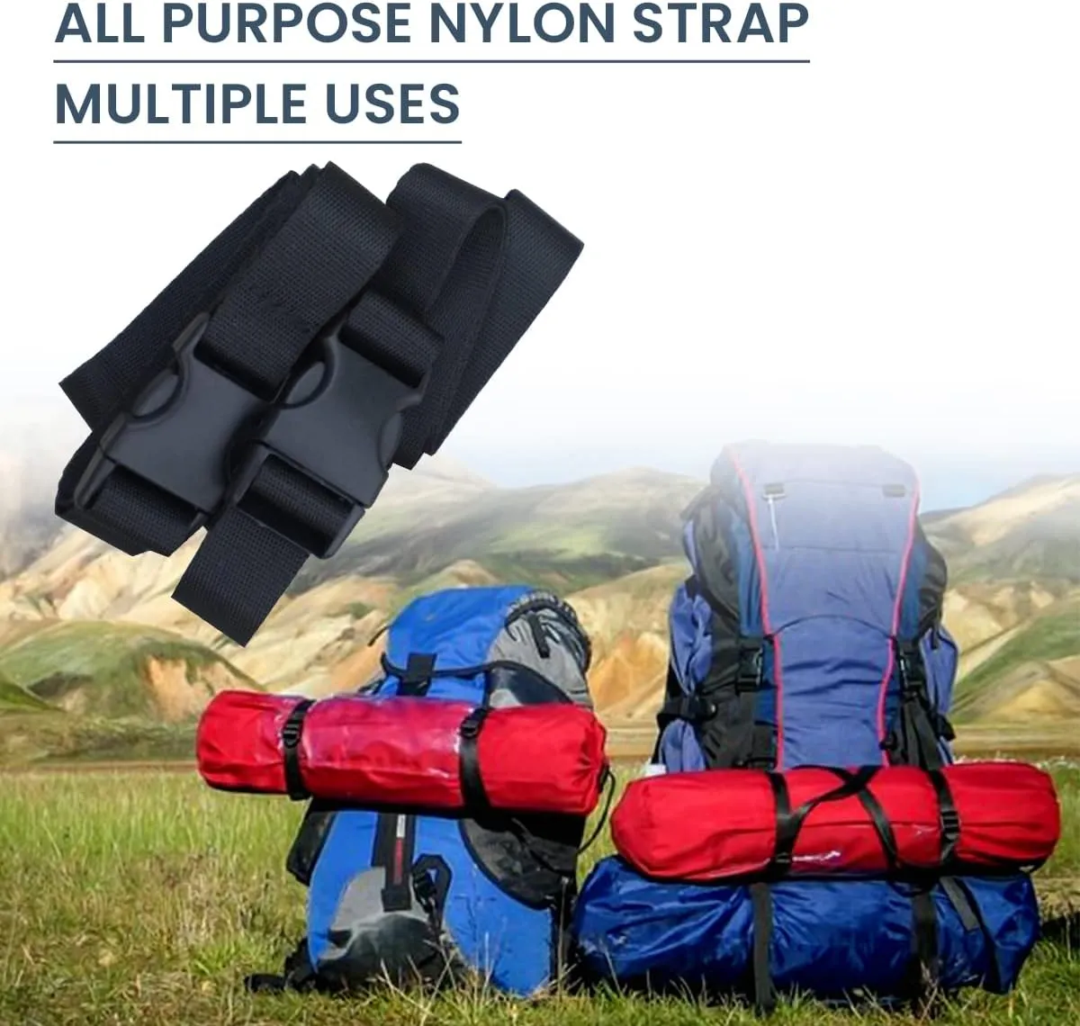 PackYo! Utility Straps/Cinch lash Strap with Quick Release Buckle by Mt Sun Gear. Great for Backpacking, air mattresses, Sleeping Bags (Pair)