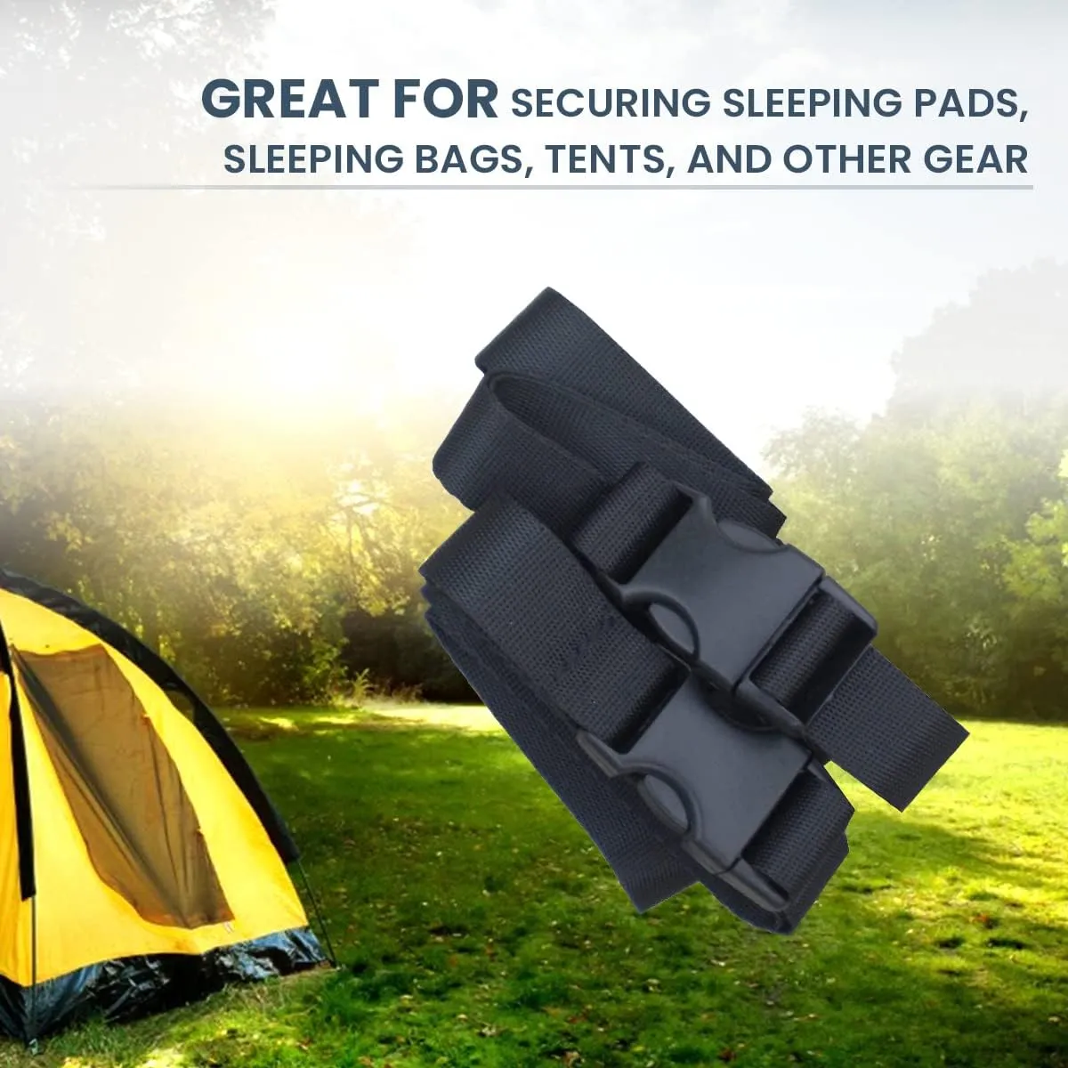 PackYo! Utility Straps/Cinch lash Strap with Quick Release Buckle by Mt Sun Gear. Great for Backpacking, air mattresses, Sleeping Bags (Pair)