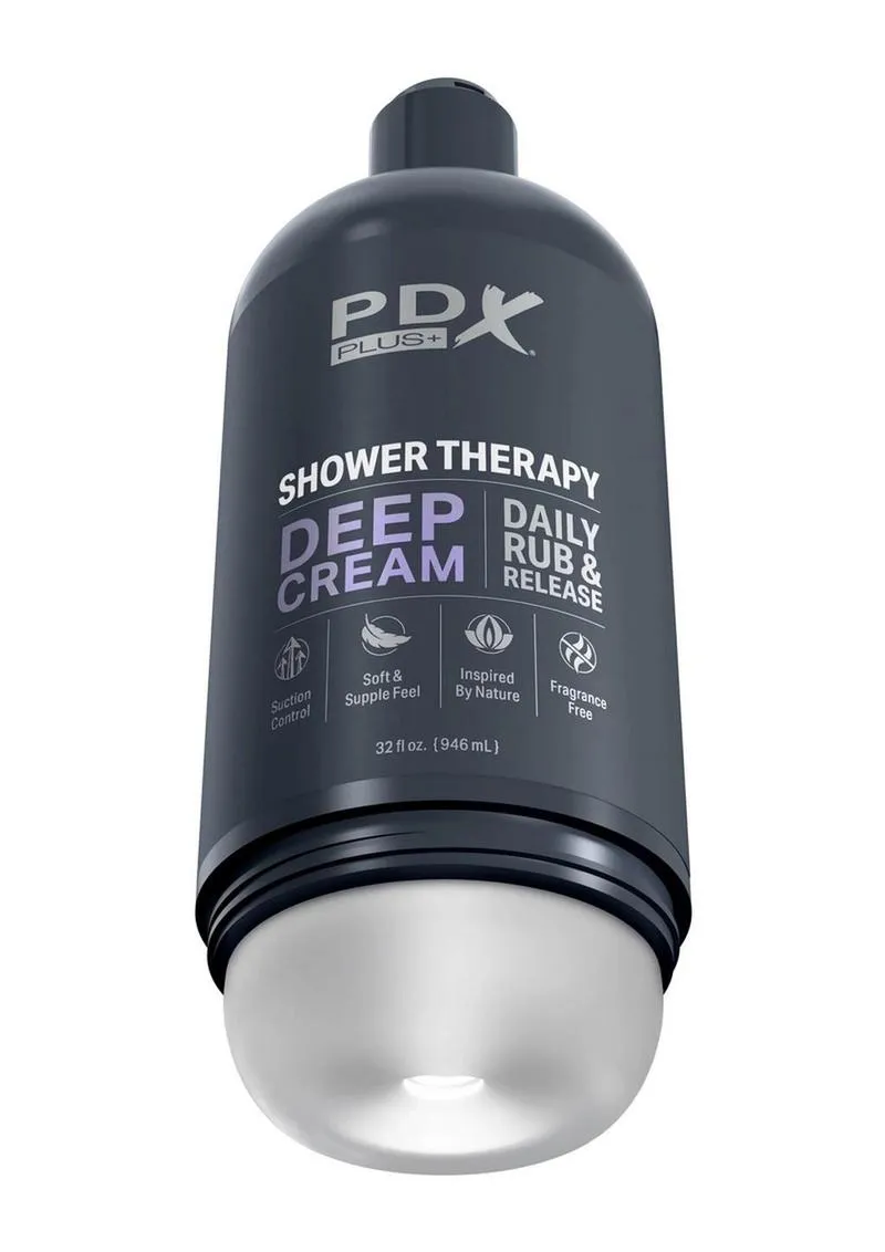 PDX Plus Shower Therapy Deep Cream Discreet Stroker - Frosted