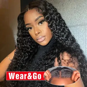 Pre Cut No Glue Deep Wave Glueless Wig | Ready to Wear Brazilian Curly Human Hair Wig
