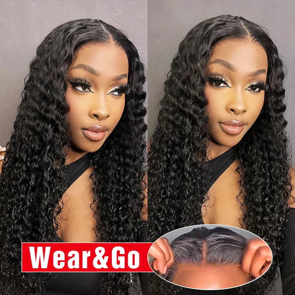 Pre Cut No Glue Deep Wave Glueless Wig | Ready to Wear Brazilian Curly Human Hair Wig