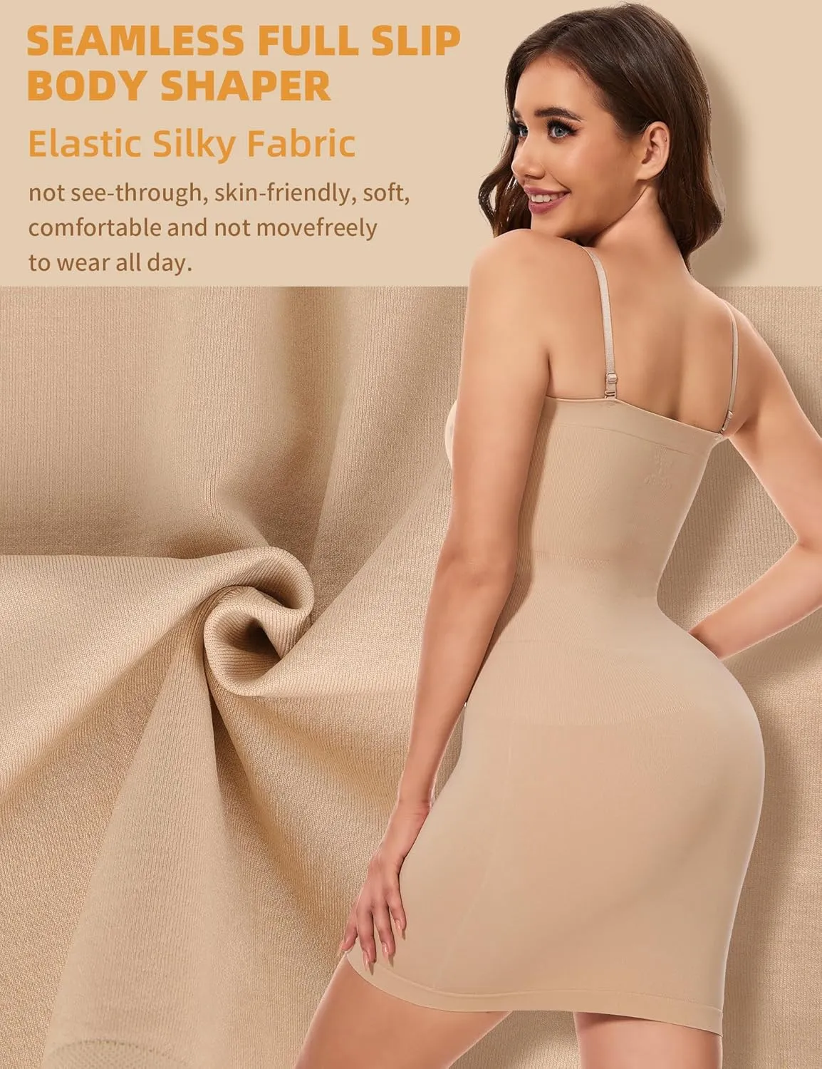 SLIMBELLE Womens Strapless Shapewear Slip Tummy Control Dress Slip Seamless Full Body Shaper for Under Dresses