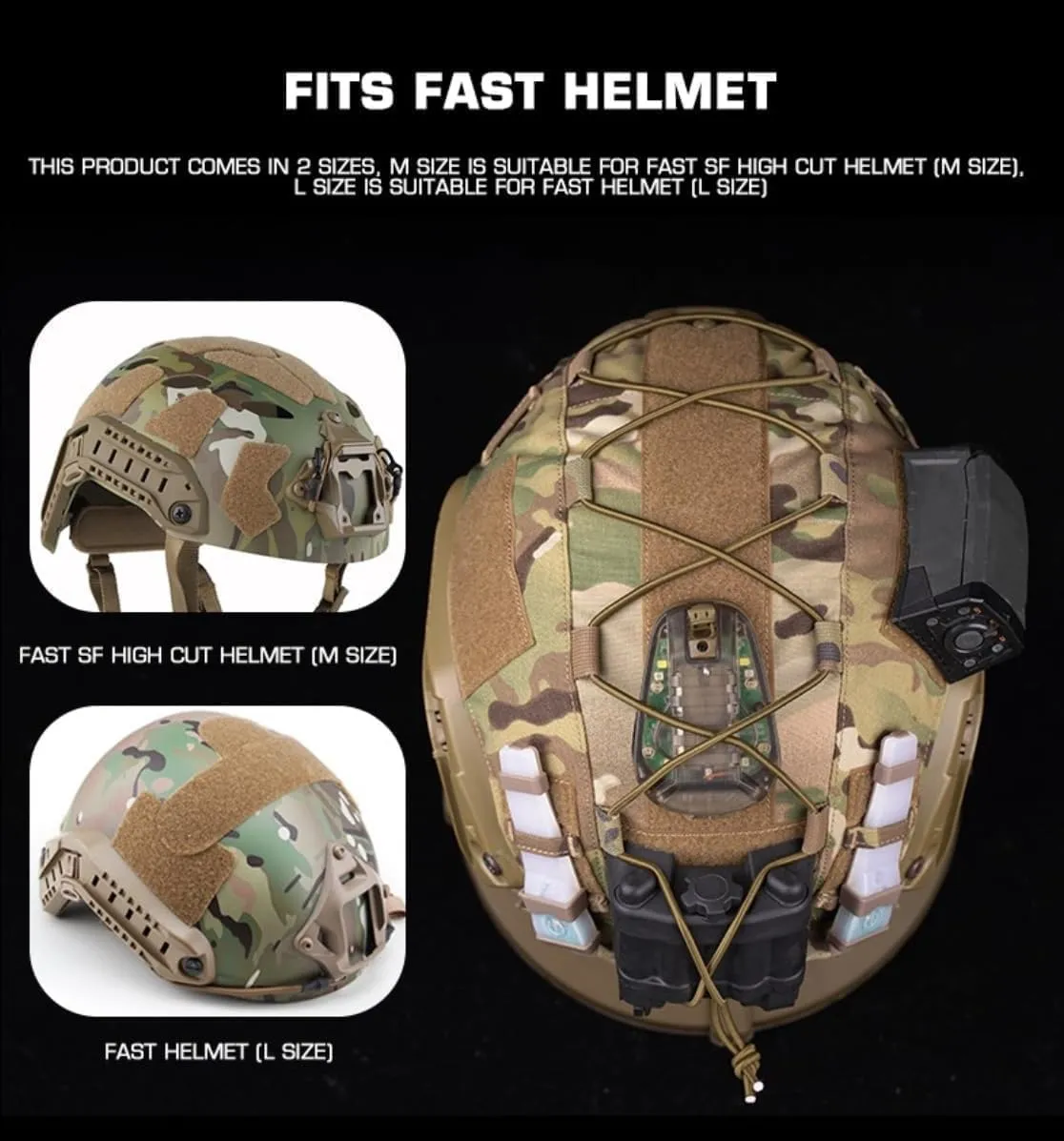 Tactical Helmet Cover with Elastic Cord for Fast P.J B.J M.H Helmets Militar Airsoft CS War Battle Cloth M L Size