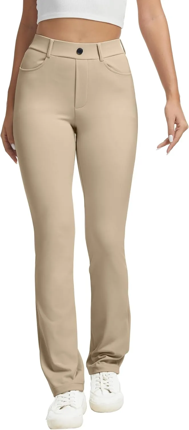 VIMPEP Womens Stretchy Yoga Dress Pants Straight Leg with Pockets Casual Petite/Regular 1202
