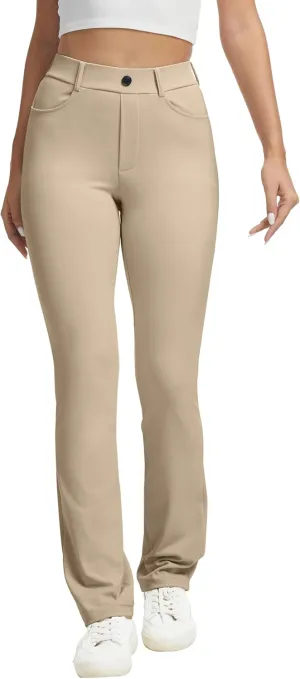 VIMPEP Womens Stretchy Yoga Dress Pants Straight Leg with Pockets Casual Petite/Regular 1202
