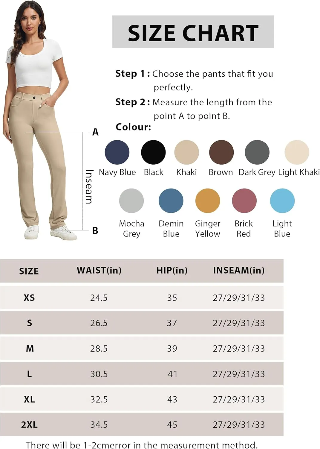 VIMPEP Womens Stretchy Yoga Dress Pants Straight Leg with Pockets Casual Petite/Regular 1202