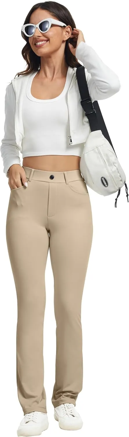 VIMPEP Womens Stretchy Yoga Dress Pants Straight Leg with Pockets Casual Petite/Regular 1202