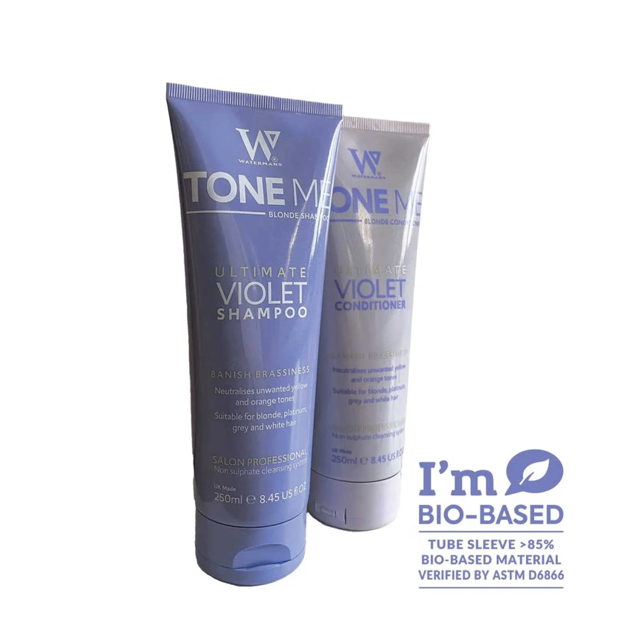 Watermans Tone Me Blonde Purple Shampoo and Conditioner 250ml Violet Set   Bag