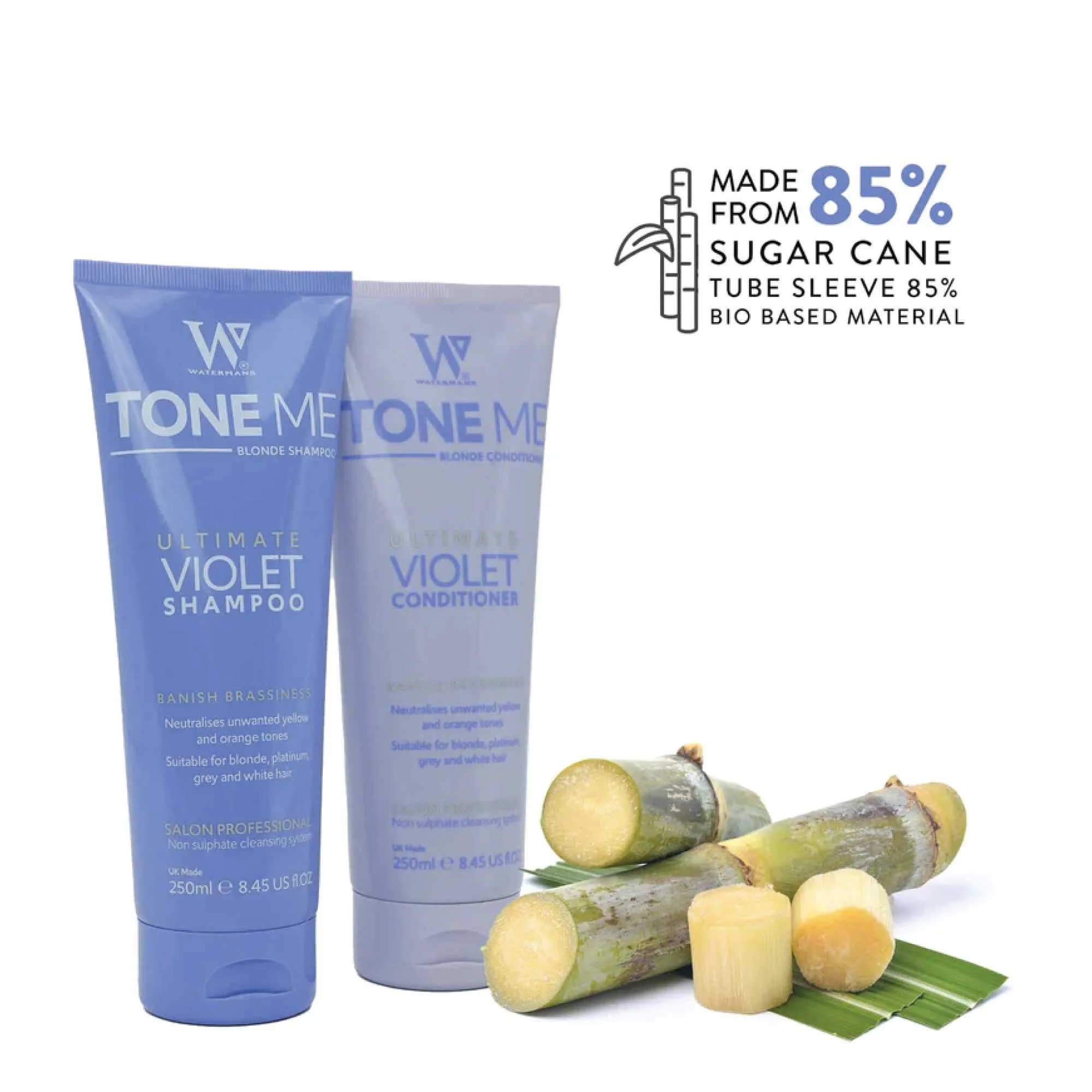 Watermans Tone Me Blonde Purple Shampoo and Conditioner 250ml Violet Set   Bag