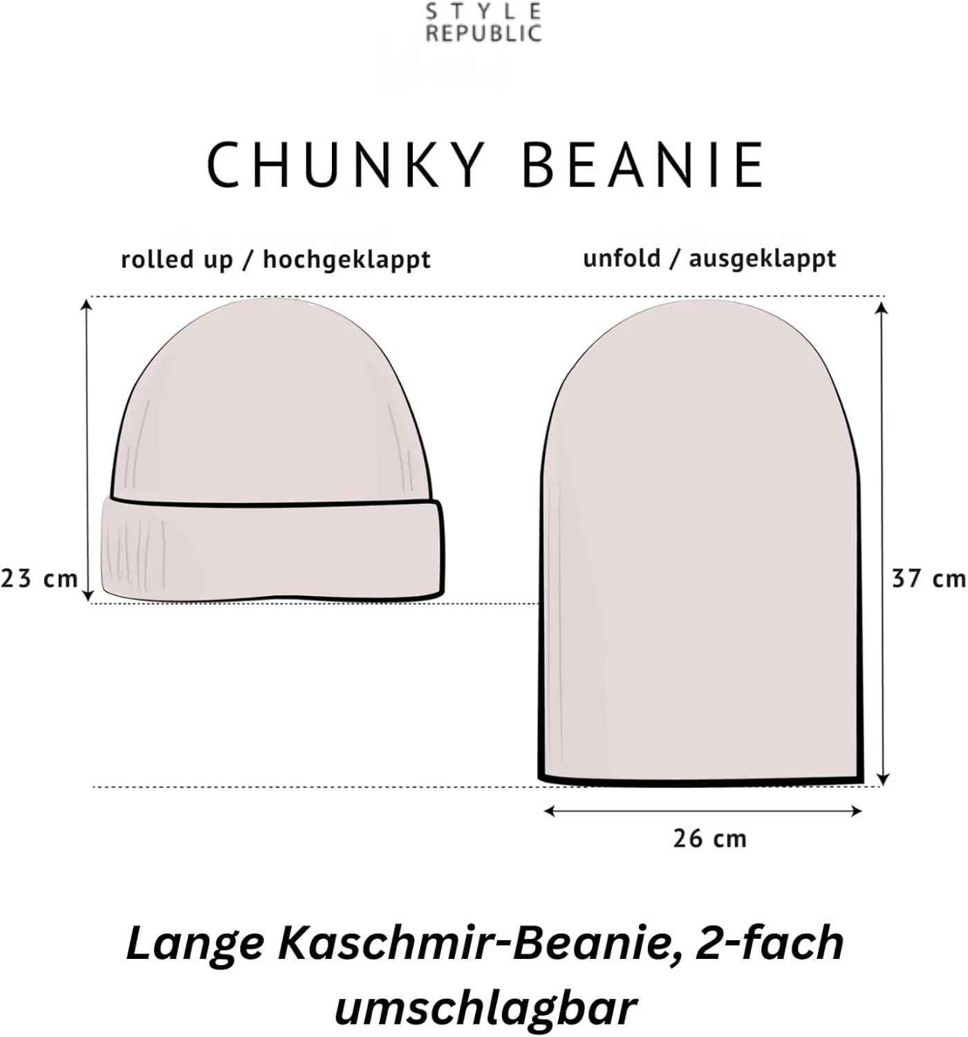 Womens Chunky Knit Beanie, 100% Cashmere, Soft & Stretchy, Warm Hat for Autumn, Winter, Spring