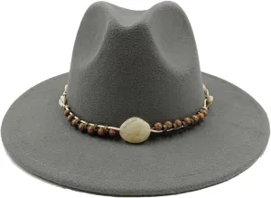 Women's Fedora Hat Autumn and Winter Big Brim Hat Flat Brim Hat Retro Woolen Jazz Top Hat