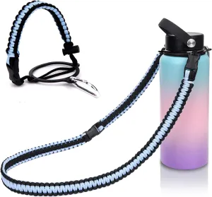 Wongeto Paracord Handle Carrier Holder with Shoulder Strap,Compatible with Hydro Flask Wide Mouth Water Bottles