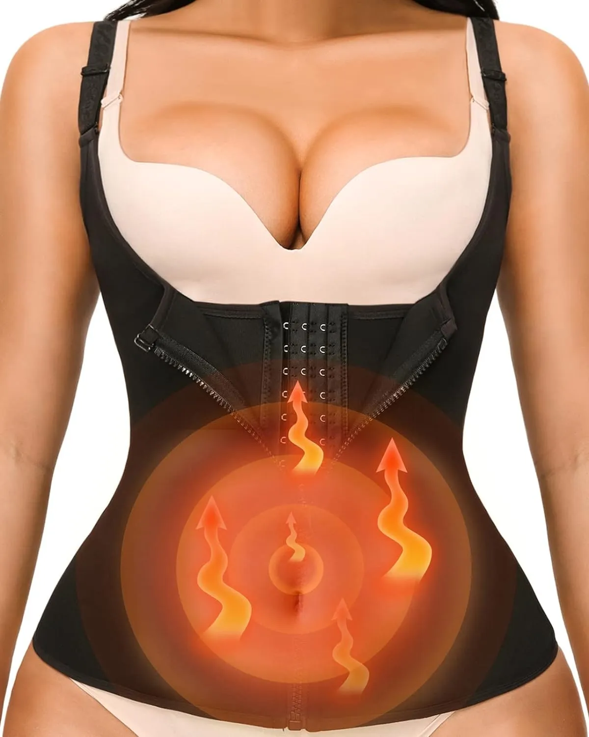 YADIFEN Waist Trainer Vest for Women,Zipper Corset Body Shaper for Tummy Control Neoprene Cincher Tank Top with Straps
