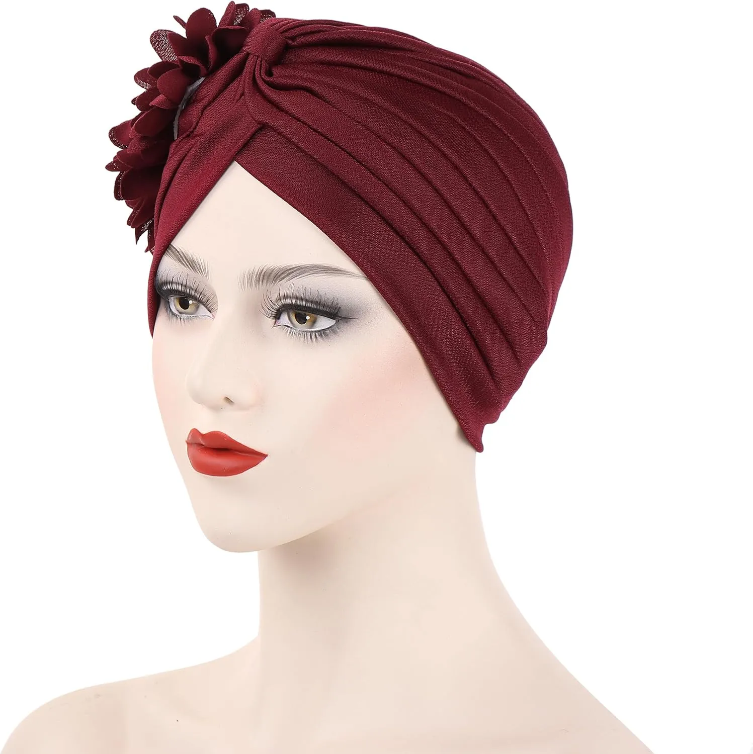 YYAOJHAO Women Flower Turban Hats - Ruffle Pre Tied Headwrap Caps Chemo Beanies Hijab Headscarf for Cancer Patient Hair Loss