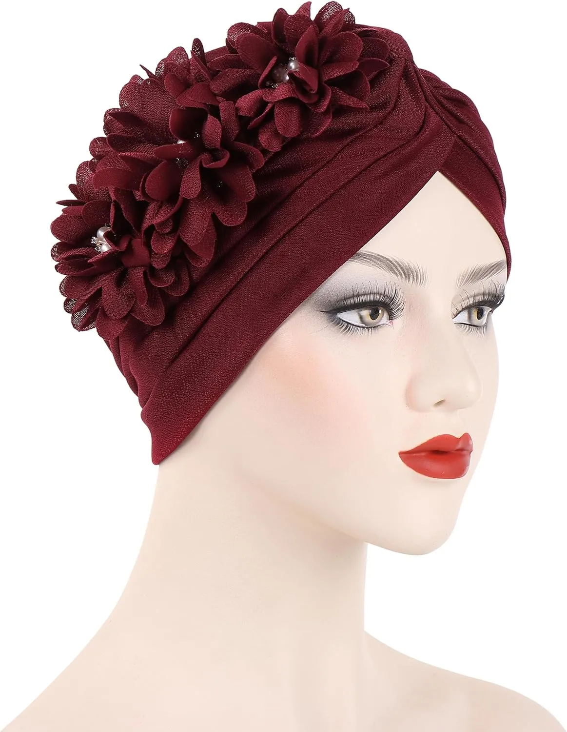 YYAOJHAO Women Flower Turban Hats - Ruffle Pre Tied Headwrap Caps Chemo Beanies Hijab Headscarf for Cancer Patient Hair Loss