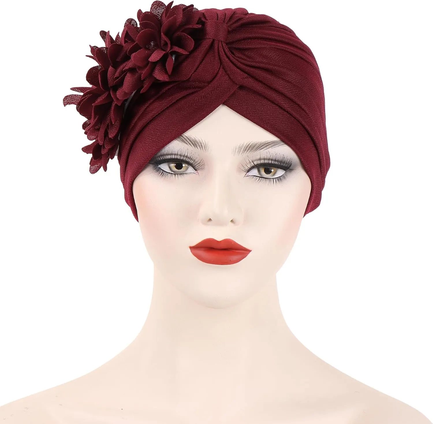 YYAOJHAO Women Flower Turban Hats - Ruffle Pre Tied Headwrap Caps Chemo Beanies Hijab Headscarf for Cancer Patient Hair Loss