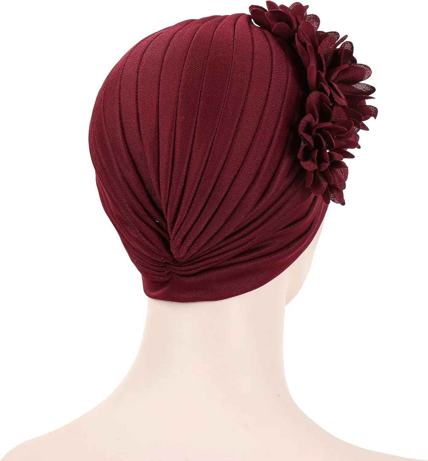YYAOJHAO Women Flower Turban Hats - Ruffle Pre Tied Headwrap Caps Chemo Beanies Hijab Headscarf for Cancer Patient Hair Loss