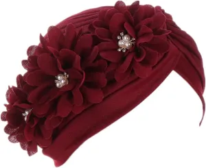 YYAOJHAO Women Flower Turban Hats - Ruffle Pre Tied Headwrap Caps Chemo Beanies Hijab Headscarf for Cancer Patient Hair Loss